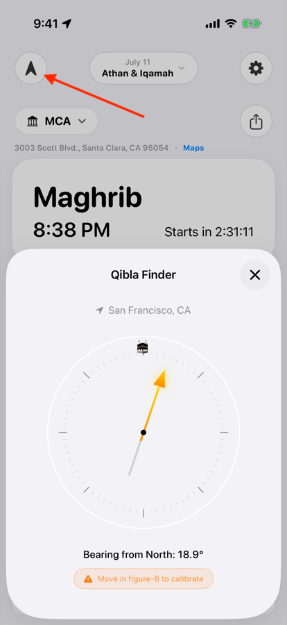 Qibla compass