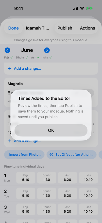 Publish reminder