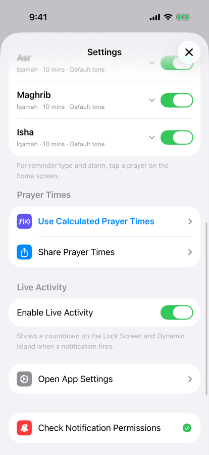 More settings